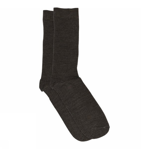 mp Denmark / Fine wool rib socks / Dark Brown