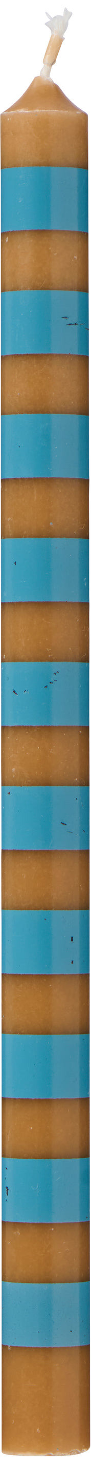 Ib Laursen / Dünne hohe Kerze gestreift honey/staubig blau Ø:1,3 H:20 Nordisches Umweltzeichen