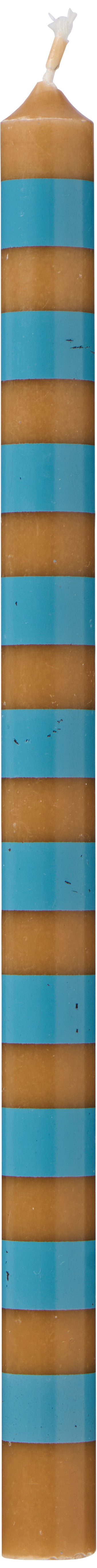 Ib Laursen / Dünne hohe Kerze gestreift honey/staubig blau Ø:1,3 H:20 Nordisches Umweltzeichen
