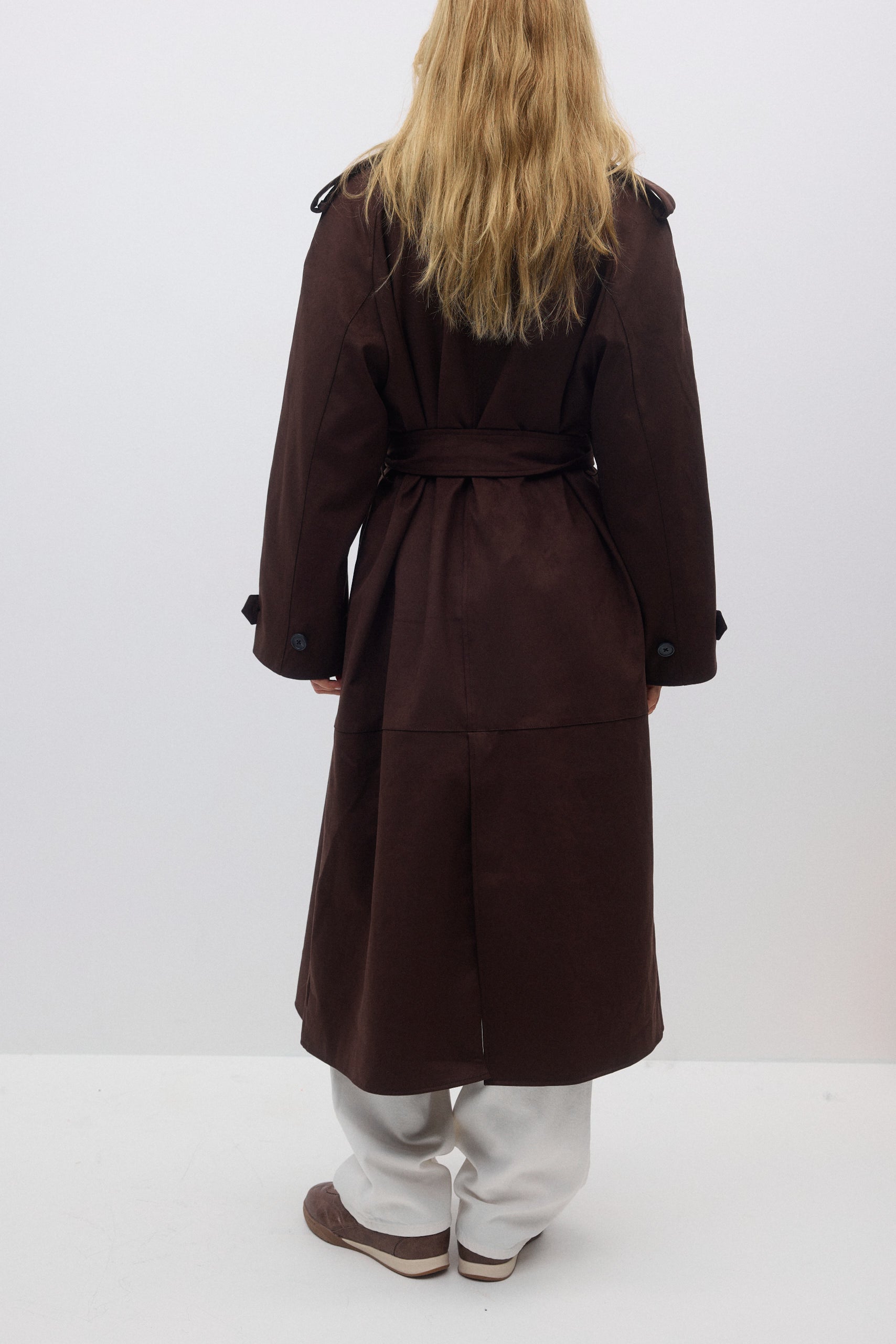 Gina Tricot / Faux suede trench coat / Dark brown