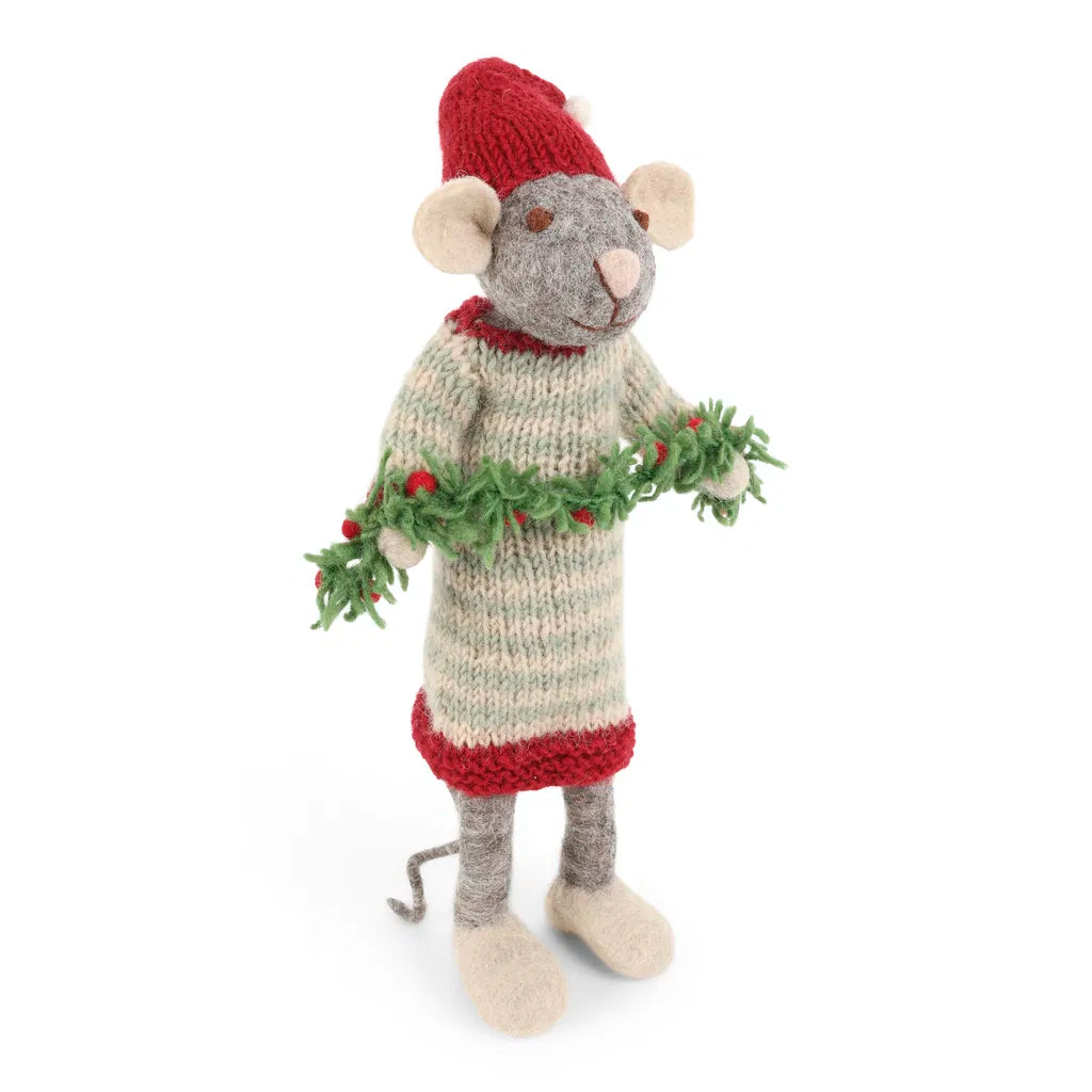 Gry & Sif / Christmas Big Grey Mouse w/Garland 27cm