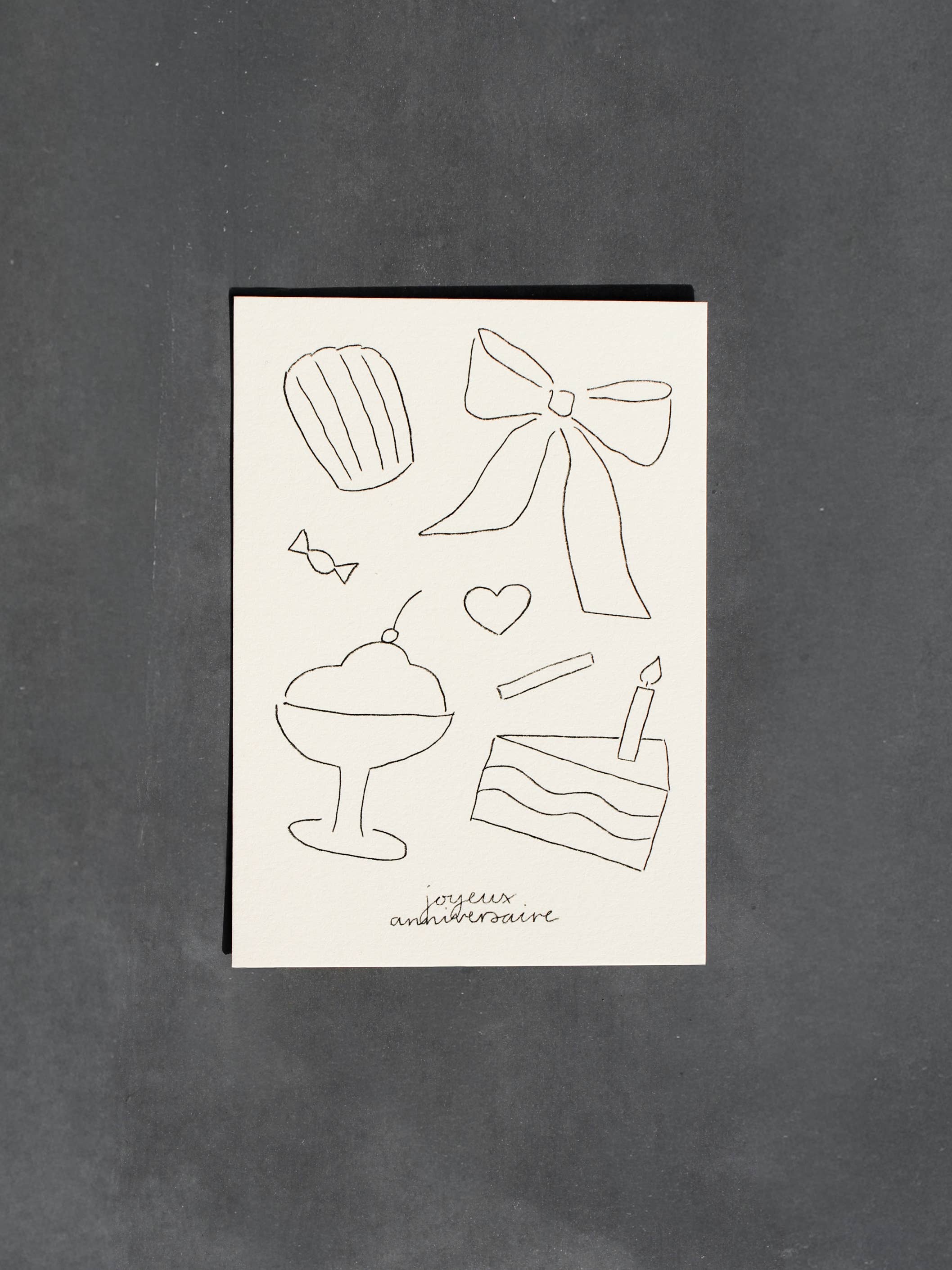 Postkarte 'Joyeux Anniversaire' (Risographie) | Geburtstag