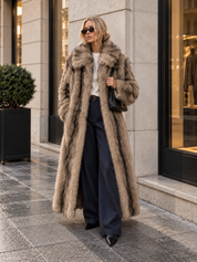 Gina Tricot / Faux fur long coat / Beige/brown