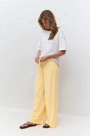 Gina Tricot / Striped soft trousers / White/Yellow