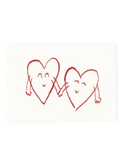 L'Atelier Samedi - Postkarte Zwei Herzen (Risographie) | Valentinstag