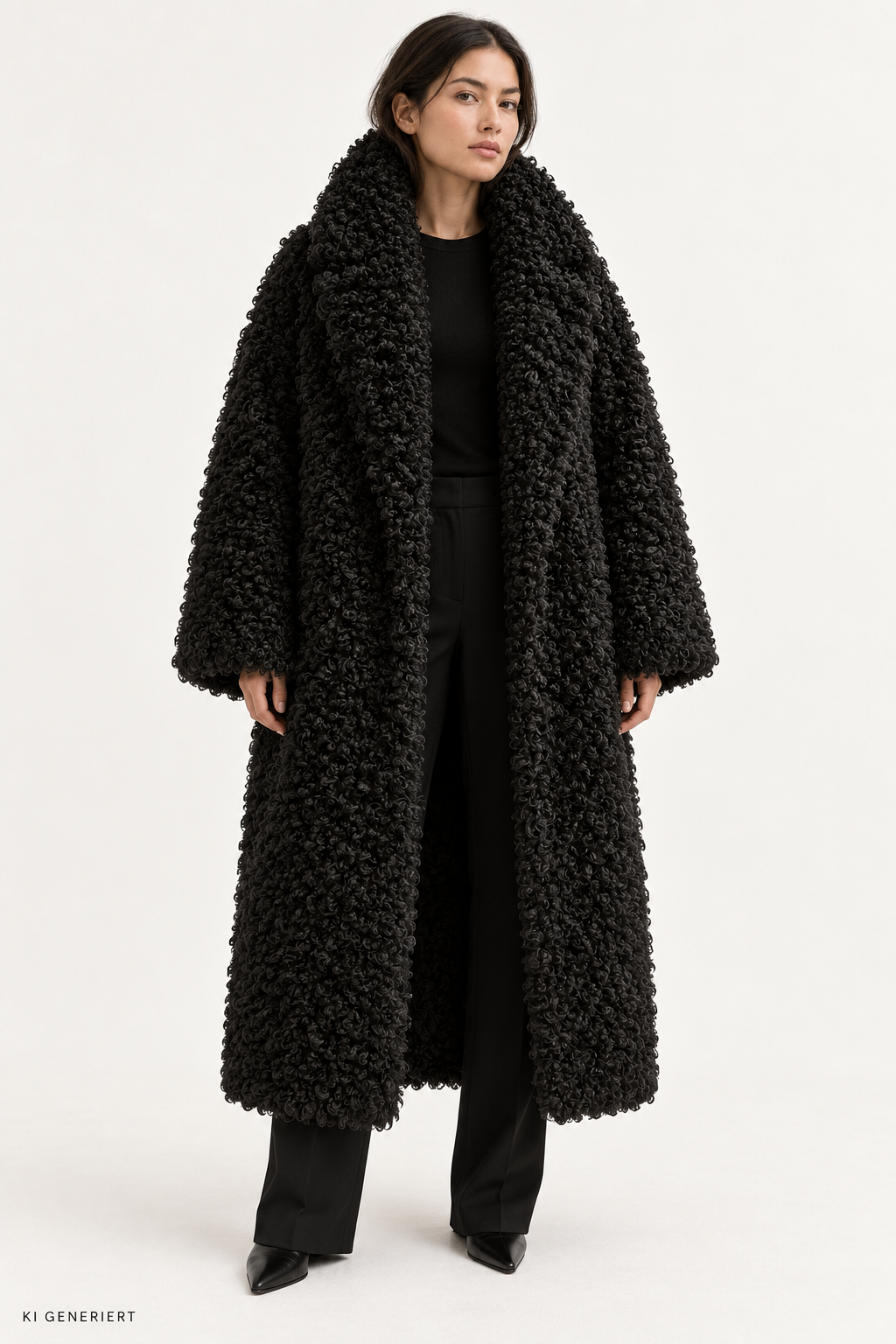 Gina Tricot / Faux fur high neck coat / Black (9000)