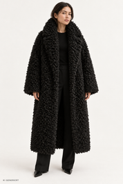 Gina Tricot / Faux fur high neck coat / Black (9000)
