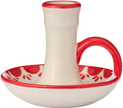 Ib Laursen / Kerzenhalter f/2,2 cm Kerze m/Henkel Muster und Kante in rot