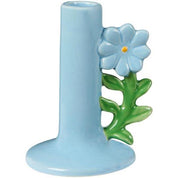 Ib Laursen / Kerzenhalter f/2,2 cm Kerze staubig blau m/staubig blauer Blume