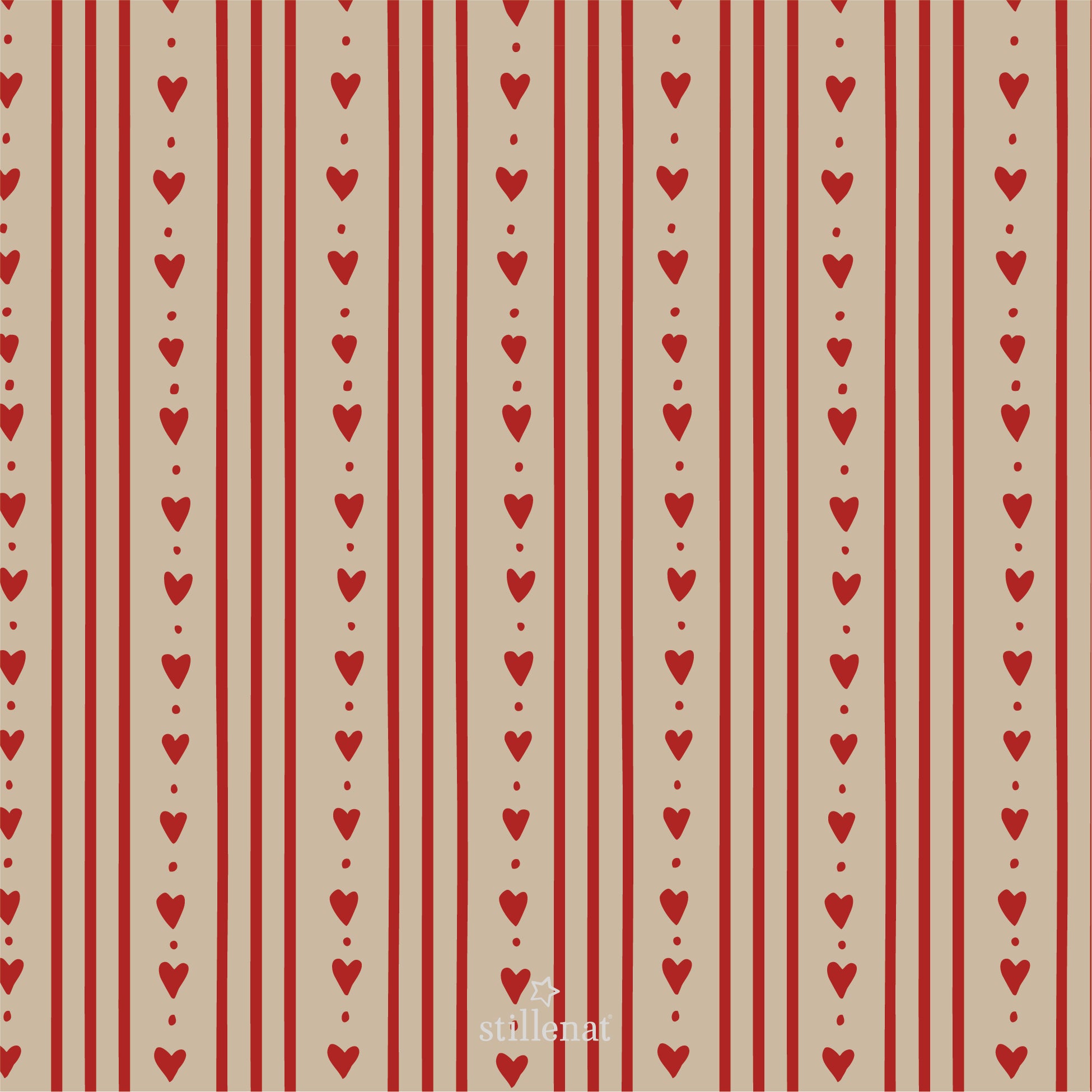 Ib Laursen / Serviette 16,5 x 16,5 cm Herzen und Streifen 20 Stck/Pck