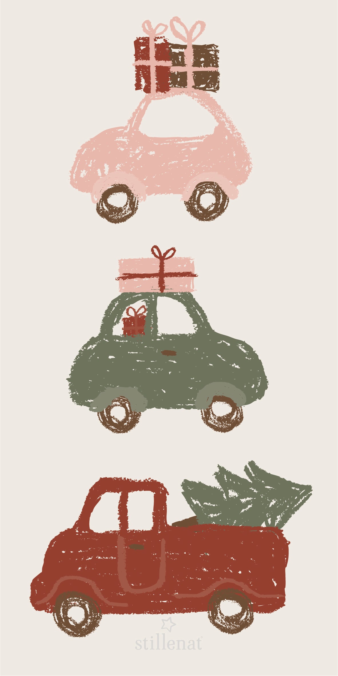 Ib Laursen / Serviette 10x20 cm 3 Autos auf dem Weihnachtsheimweg 16 Stck/Pck