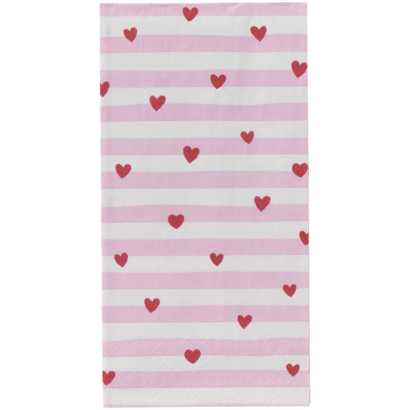 Ib Laursen / Serviette 10x20 cm rote Herzen, rosa Streifen 16 Stck/Pck