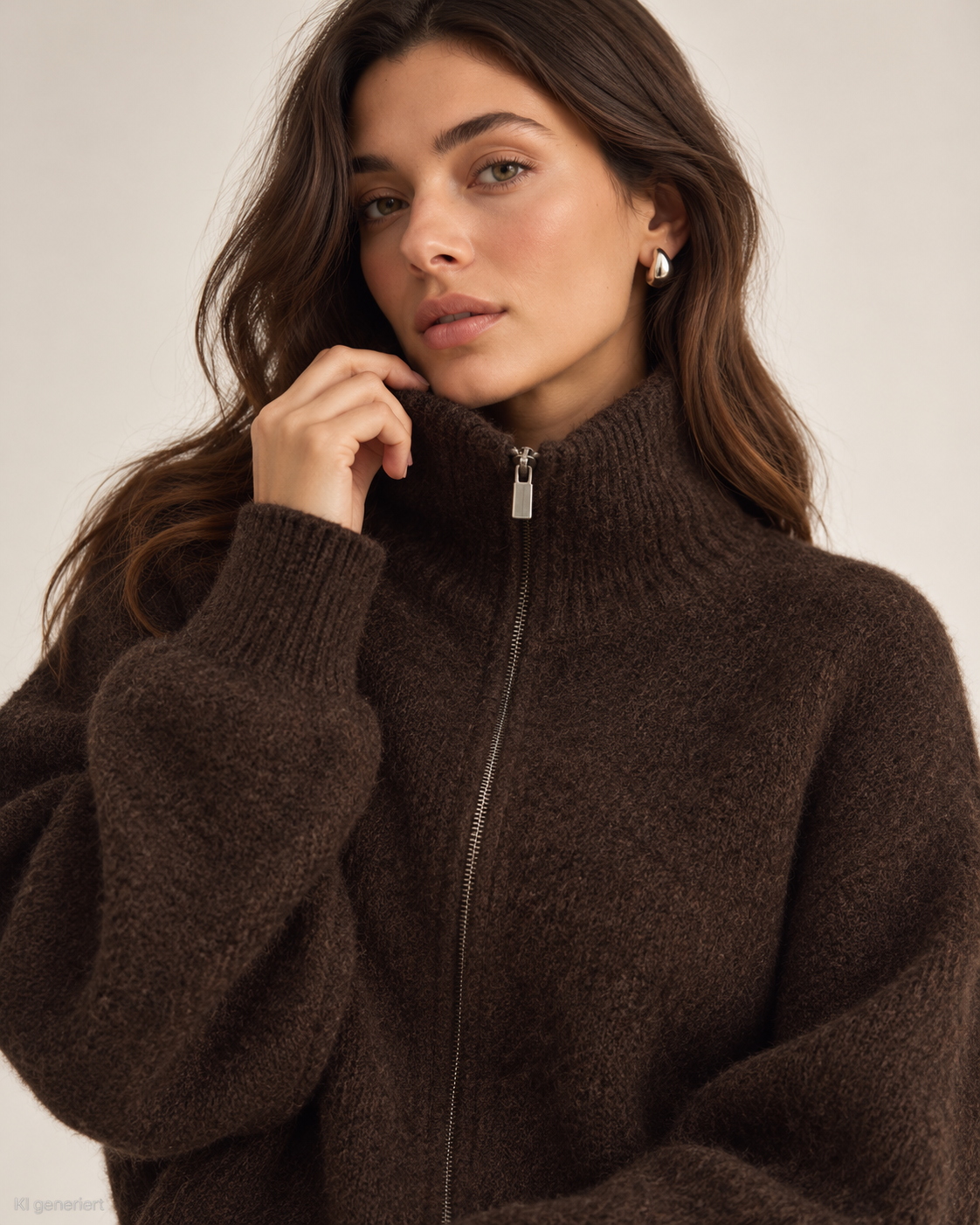 Gina Tricot / Knitted zip cardigan / Shavedchocolate (7927)