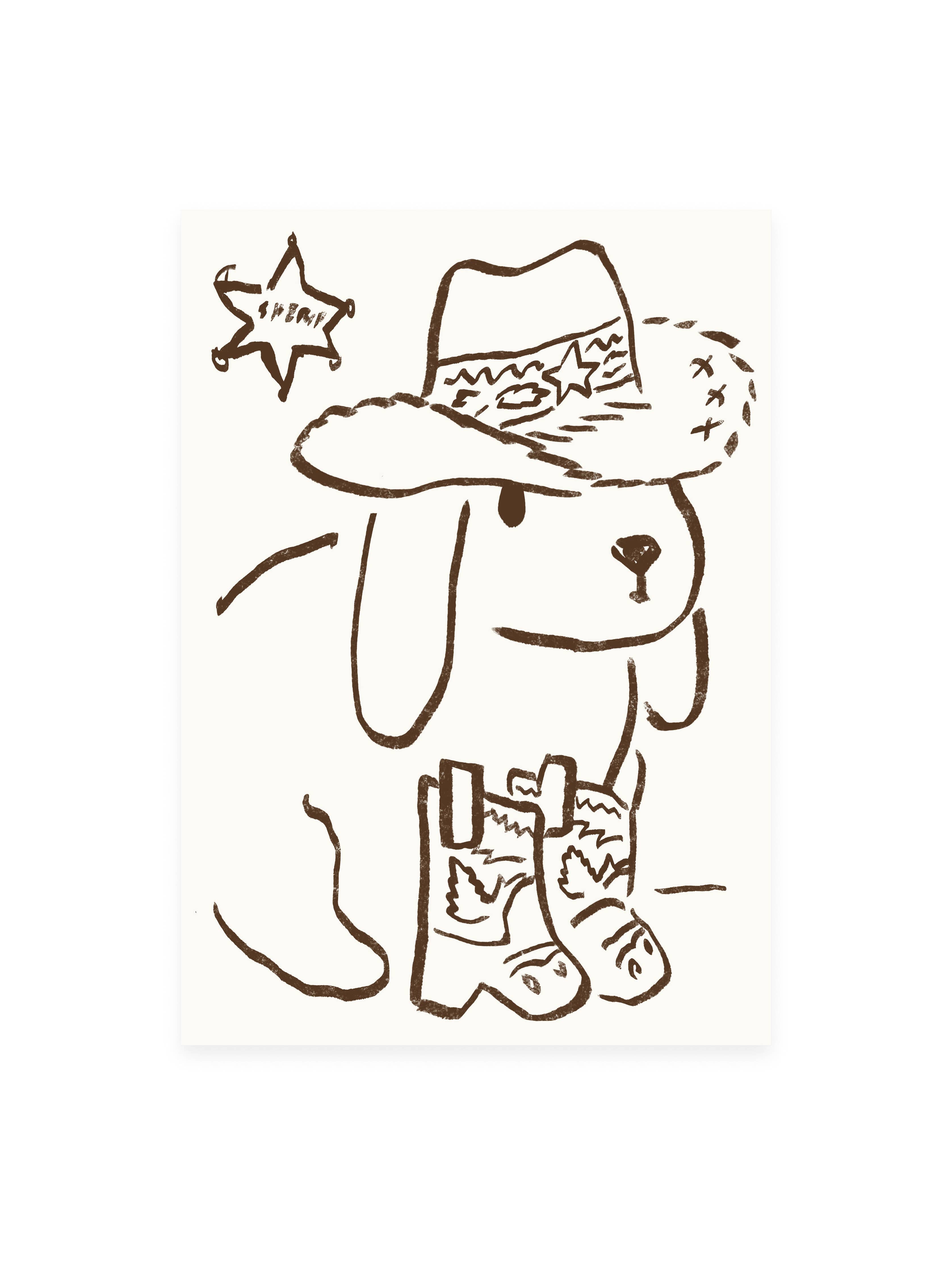 Postkarte Sheriff Bunny (Risographie) | Ostern