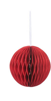 Rote Papierdekorationen zum Aufhängen in Bienenwabenform — verschiedene Farben