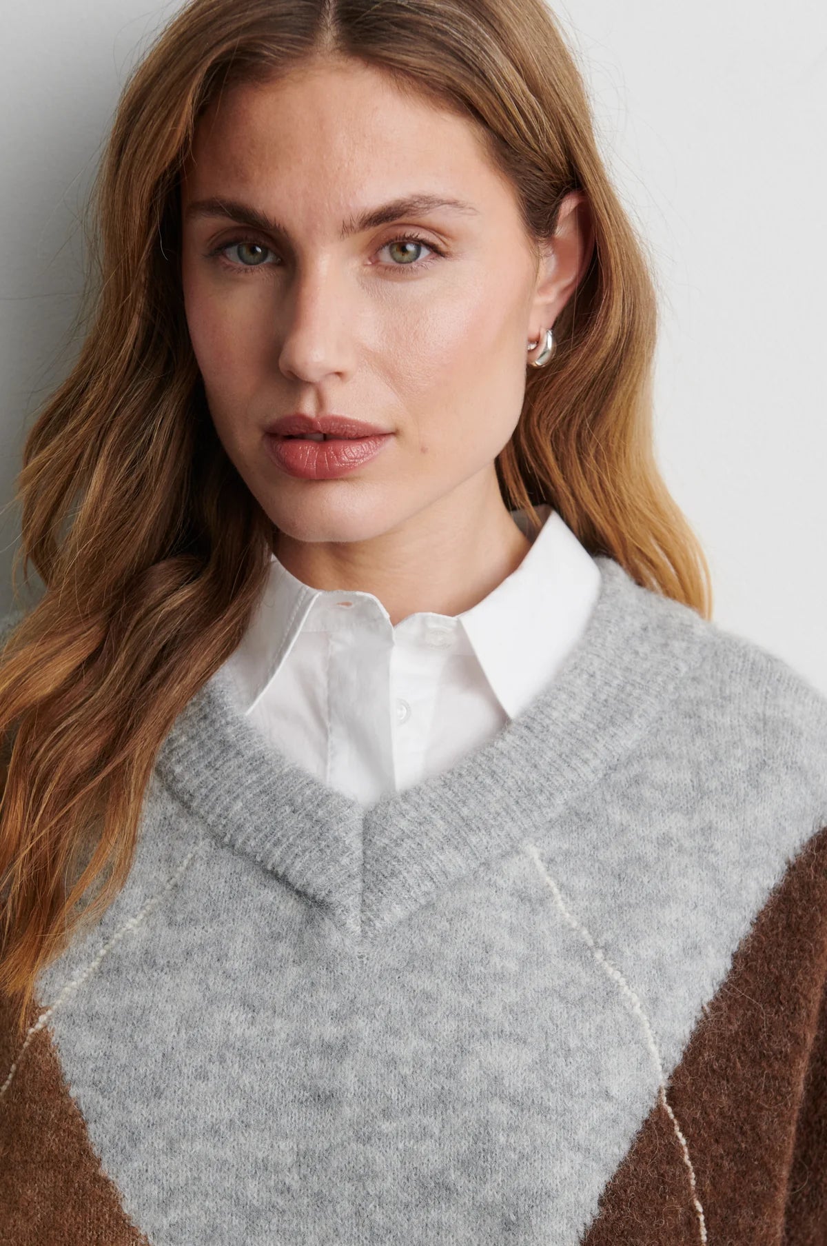 SECOND FEMALE / Forca Knit V-Neck / Light Grey Melange