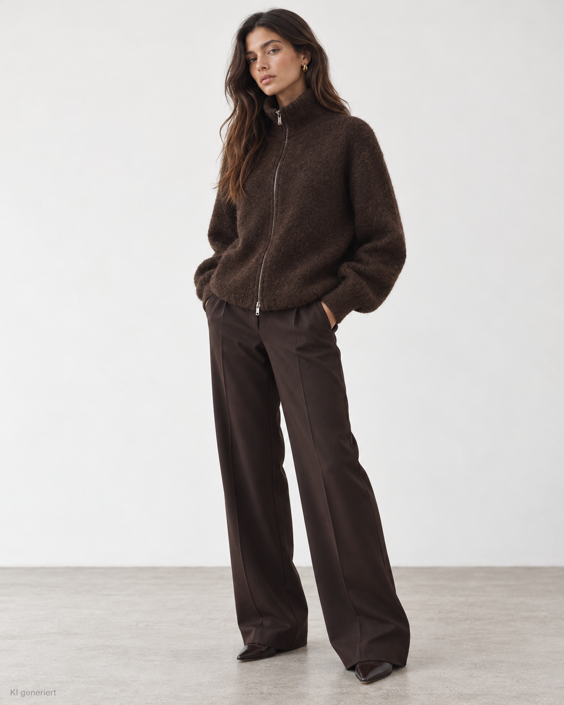 Gina Tricot / Knitted zip cardigan / Shavedchocolate (7927)