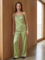 Gina Tricot / Satin lace trousers / Green glow (6050)
