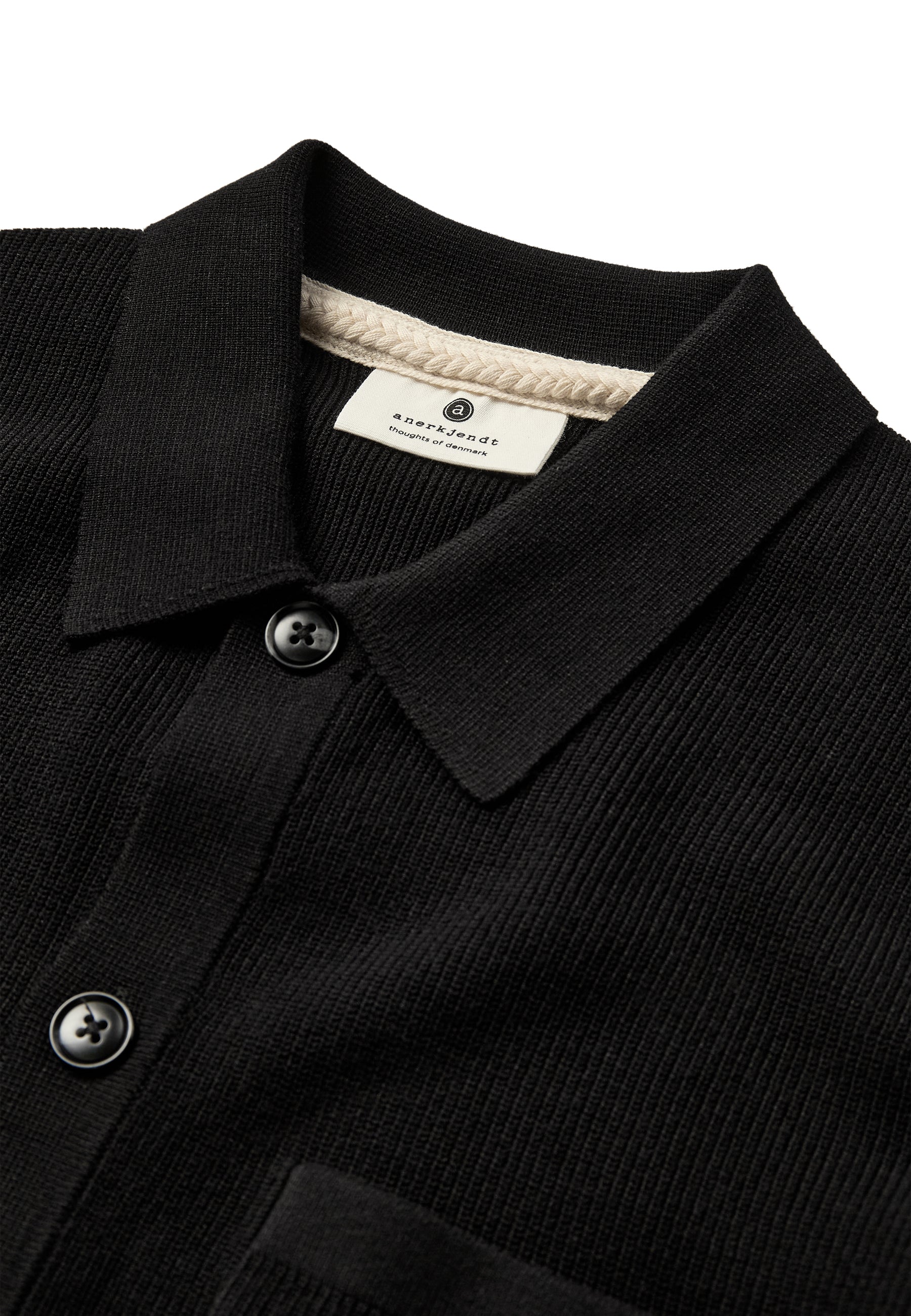 ANERKJENDT / AKSVEND NEEDLE RIB KNIT CARDIGAN / Caviar