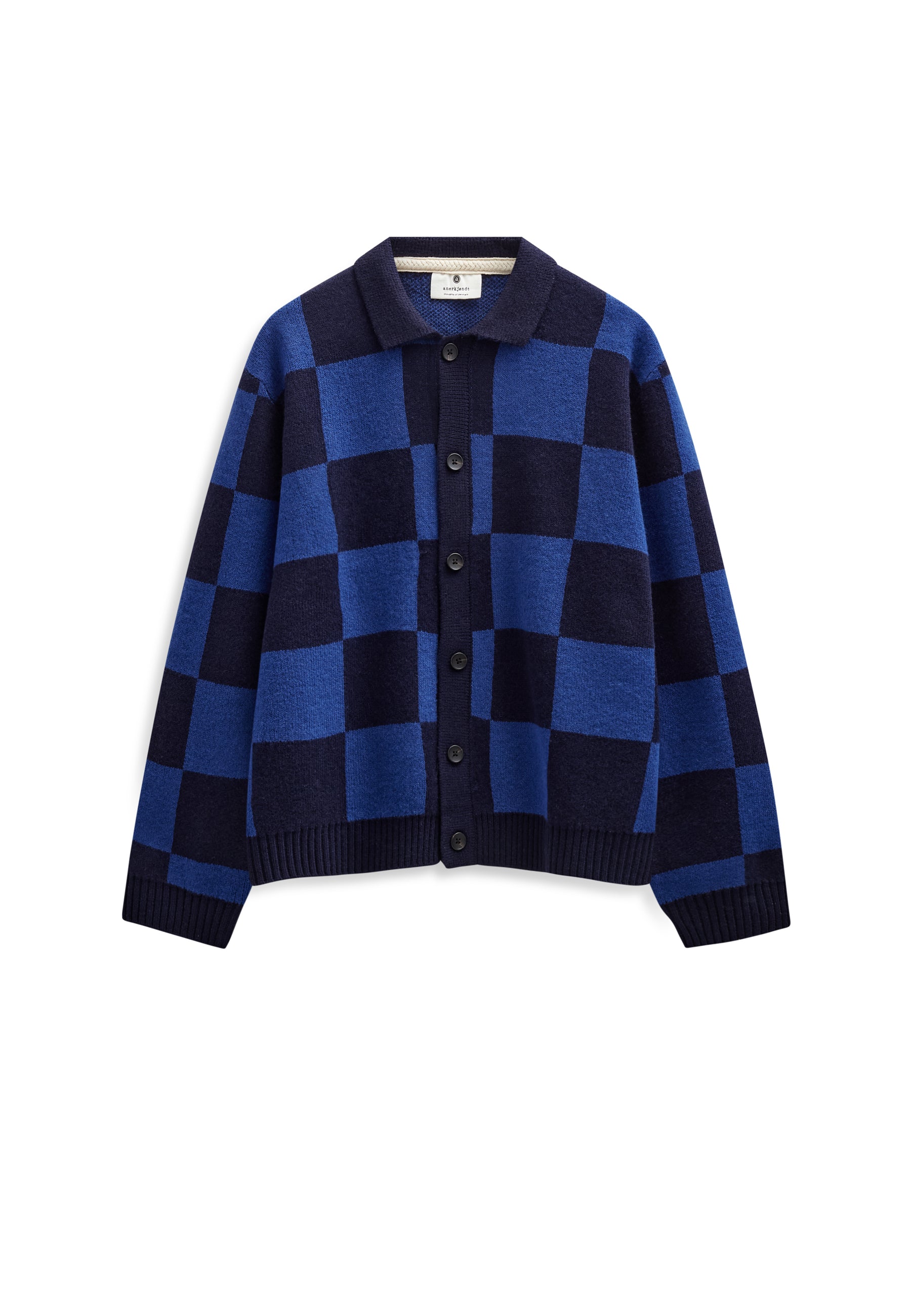 ANERKJENDT / AKSINUS CHECK MERINO KNIT / Sky Captain