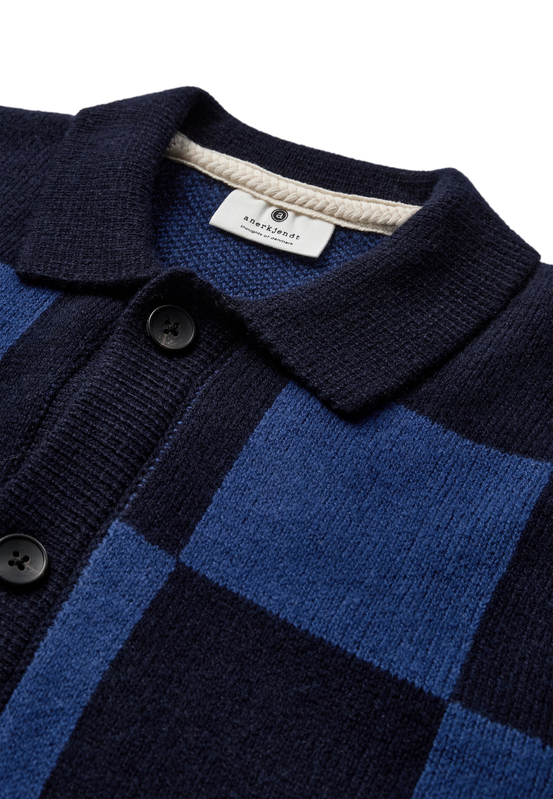ANERKJENDT / AKSINUS CHECK MERINO KNIT / Sky Captain