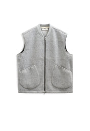 ANERKJENDT / AKROBIN BOILED WOOL GILET / Light grey mel
