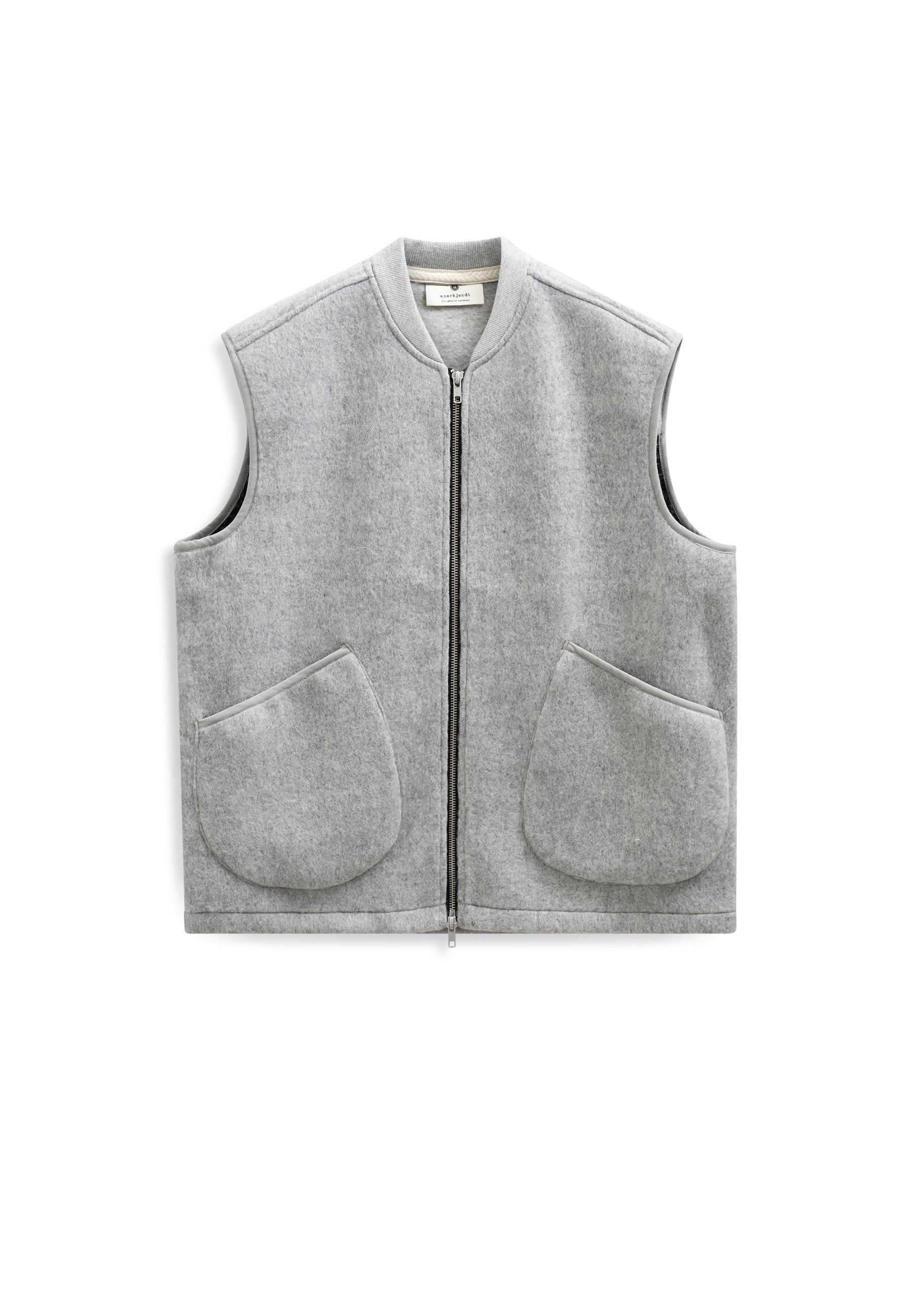 ANERKJENDT / AKROBIN BOILED WOOL GILET / Light grey mel