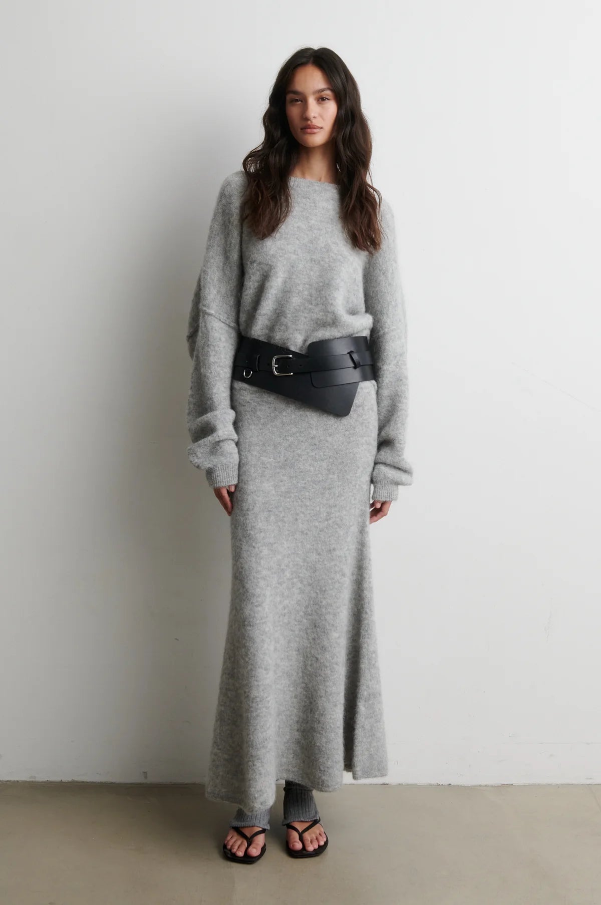 SECOND FEMALE / Pollenza Knit Skirt / Light Grey Melange
