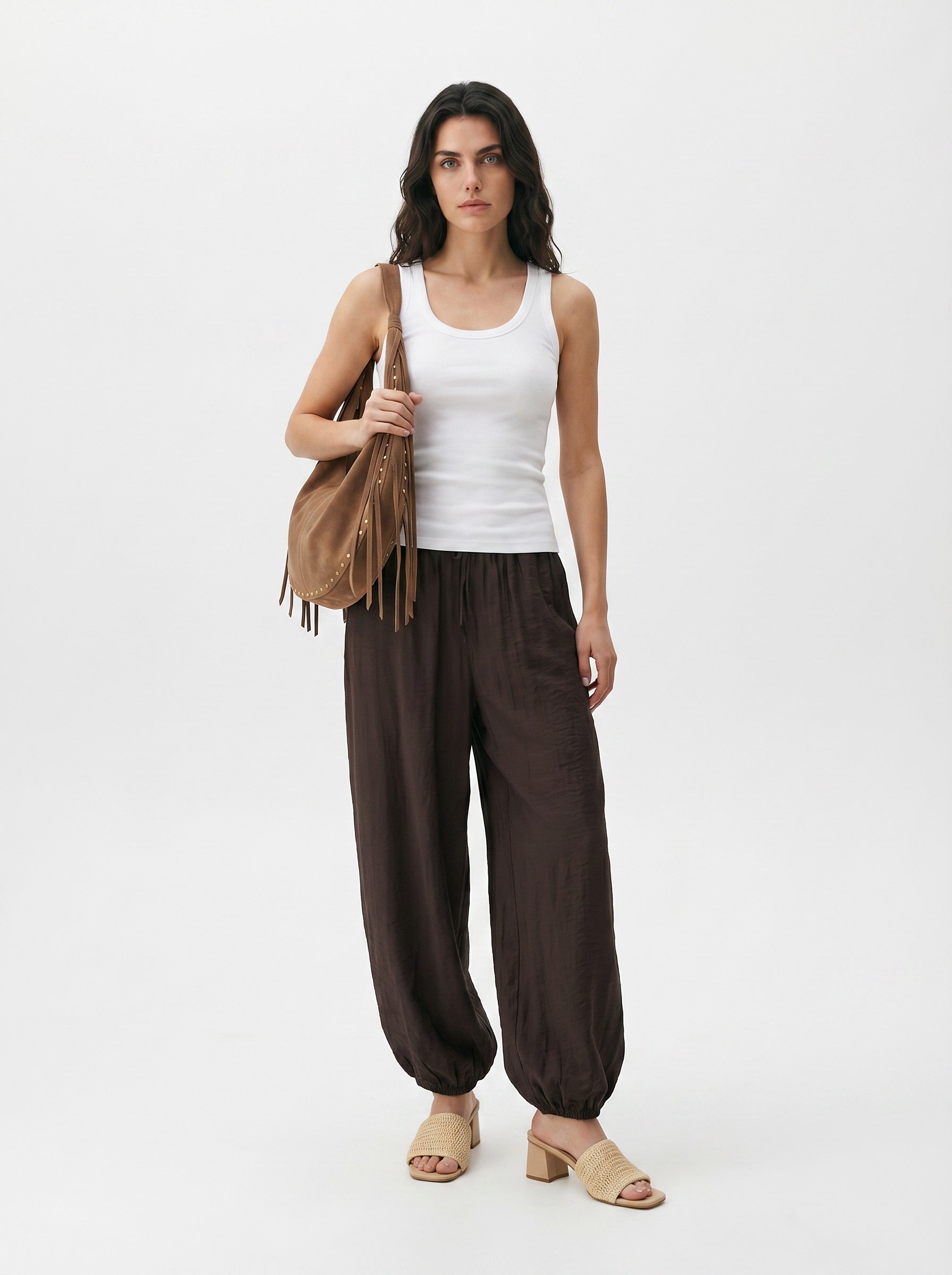 Gina Tricot / Sheer balloon trousers / Dark brown (7180)