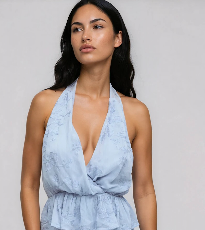 Gina Tricot / Embroidery halter neck top / Heather (8422)