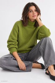 Gina Tricot / Knitted turtleneck sweater / Spinach green