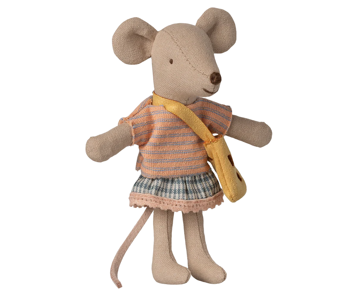 Maileg / Kleine Schwester Maus mit Tasche