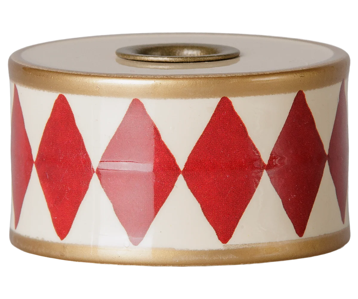 Maileg / Kerzenhalter, Trommel – Rot/Weiß