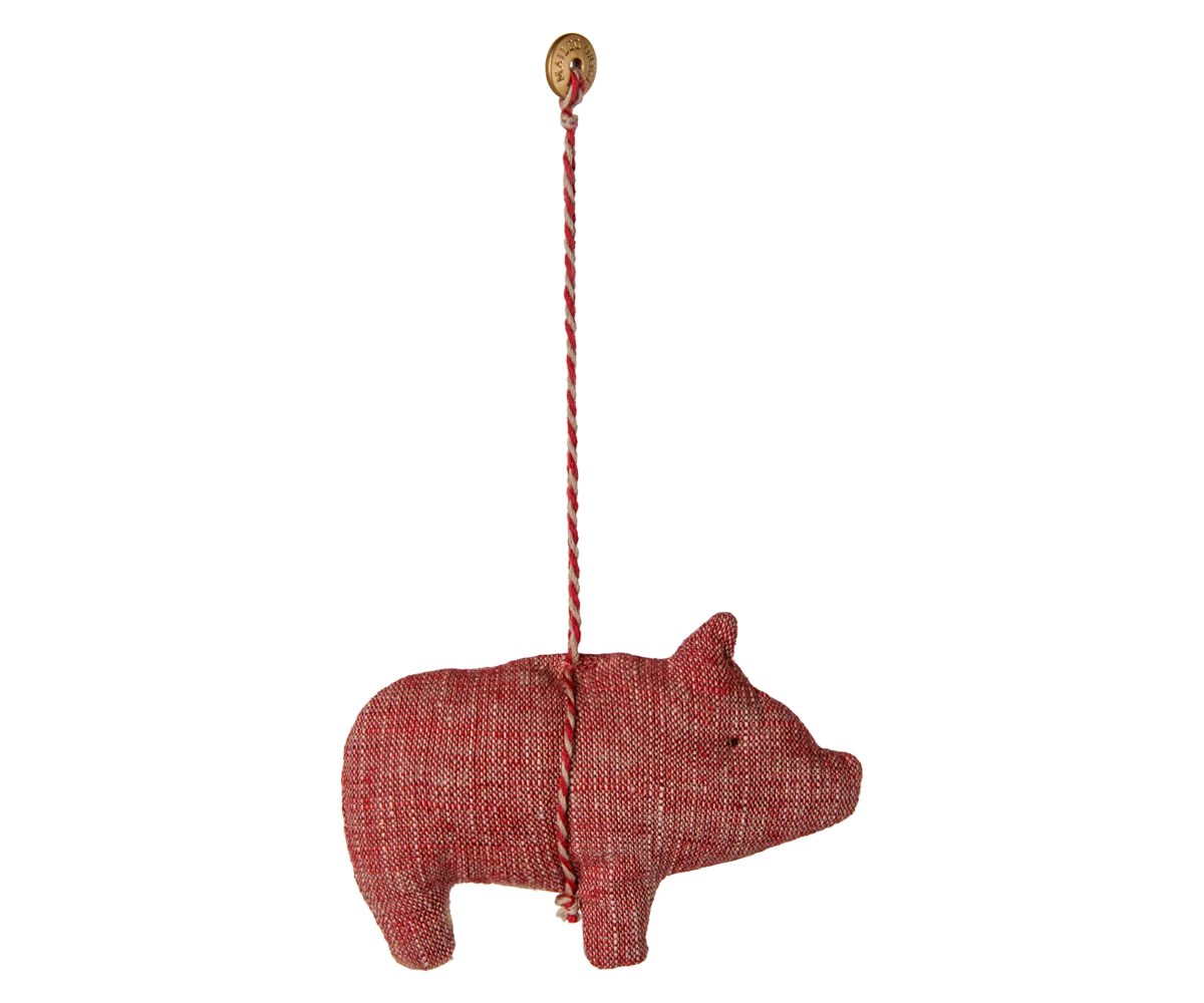 Maileg / Stoffornament, Schwein – Rot