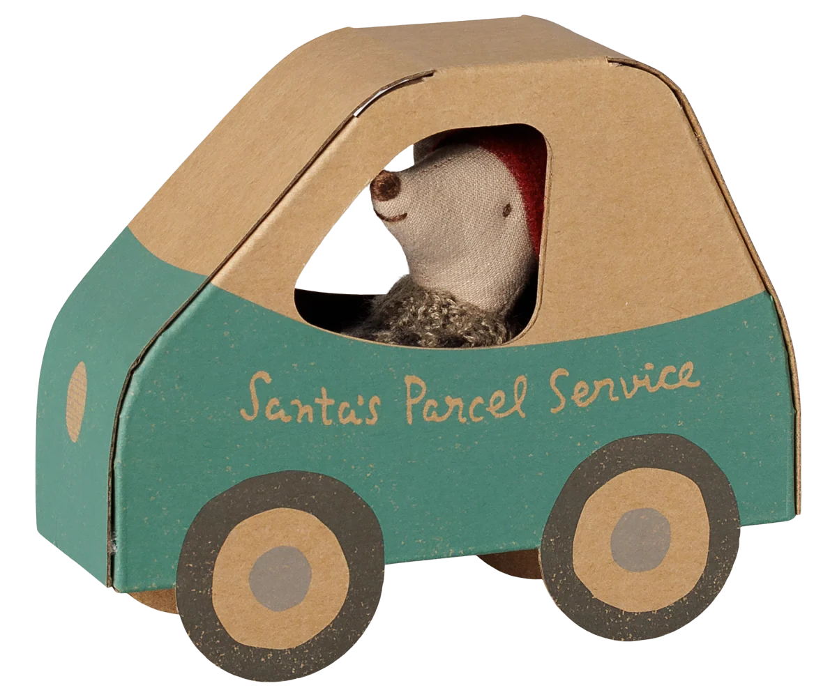 Maileg / Weihnachtsmaus, kleiner Bruder im Autokarton