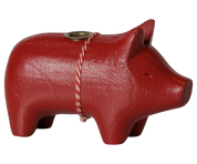 Maileg / Holzkerzenhalter, Schwein, Klein - Rot