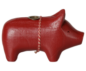 Maileg / Holzkerzenhalter, Schwein, Klein - Rot