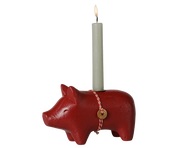 Maileg / Holzkerzenhalter, Schwein, Klein - Rot