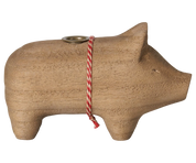 Maileg / Holzkerzenhalter, Schwein, Klein – Natur