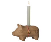Maileg / Holzkerzenhalter, Schwein, Klein – Natur