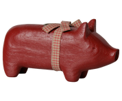 Maileg / Holzkerzenhalter, Schwein, Mittel – Rot
