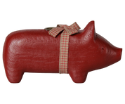 Maileg / Holzkerzenhalter, Schwein, Mittel – Rot