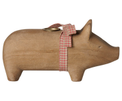 Maileg / Holzkerzenhalter, Schwein, Mittel – Natur