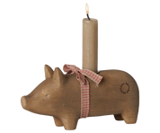 Maileg / Holzkerzenhalter, Schwein, Mittel – Natur
