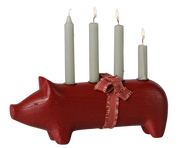 Maileg / Holzkerzenhalter, Schwein, Advent medium – Rot