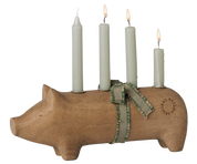 Maileg / Holzkerzenhalter, Schwein, Advent medium – Natur