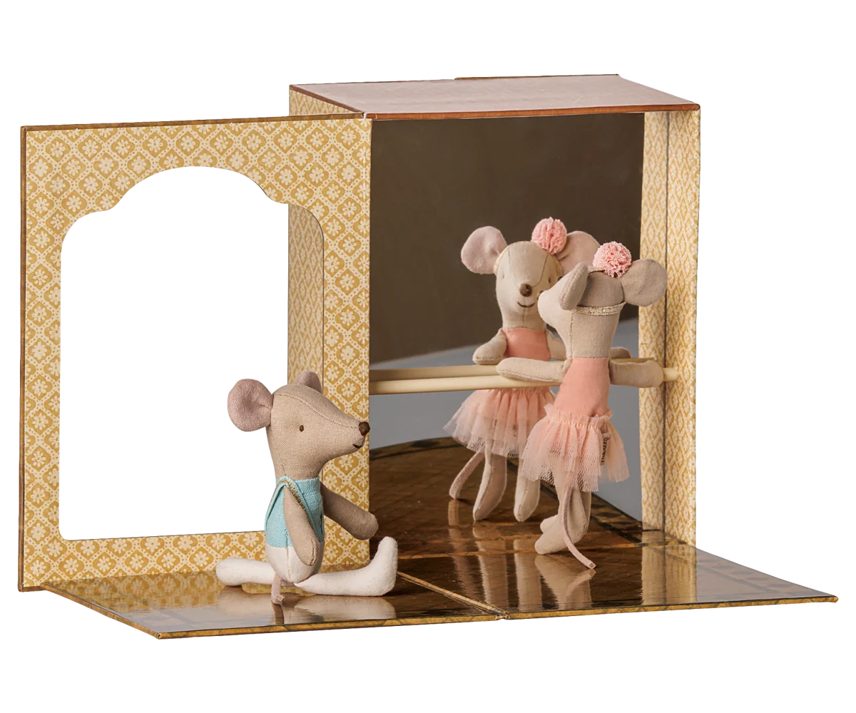 Maileg / Ballettmäuse im Tanzstudio, kleine Schwester und Bruder