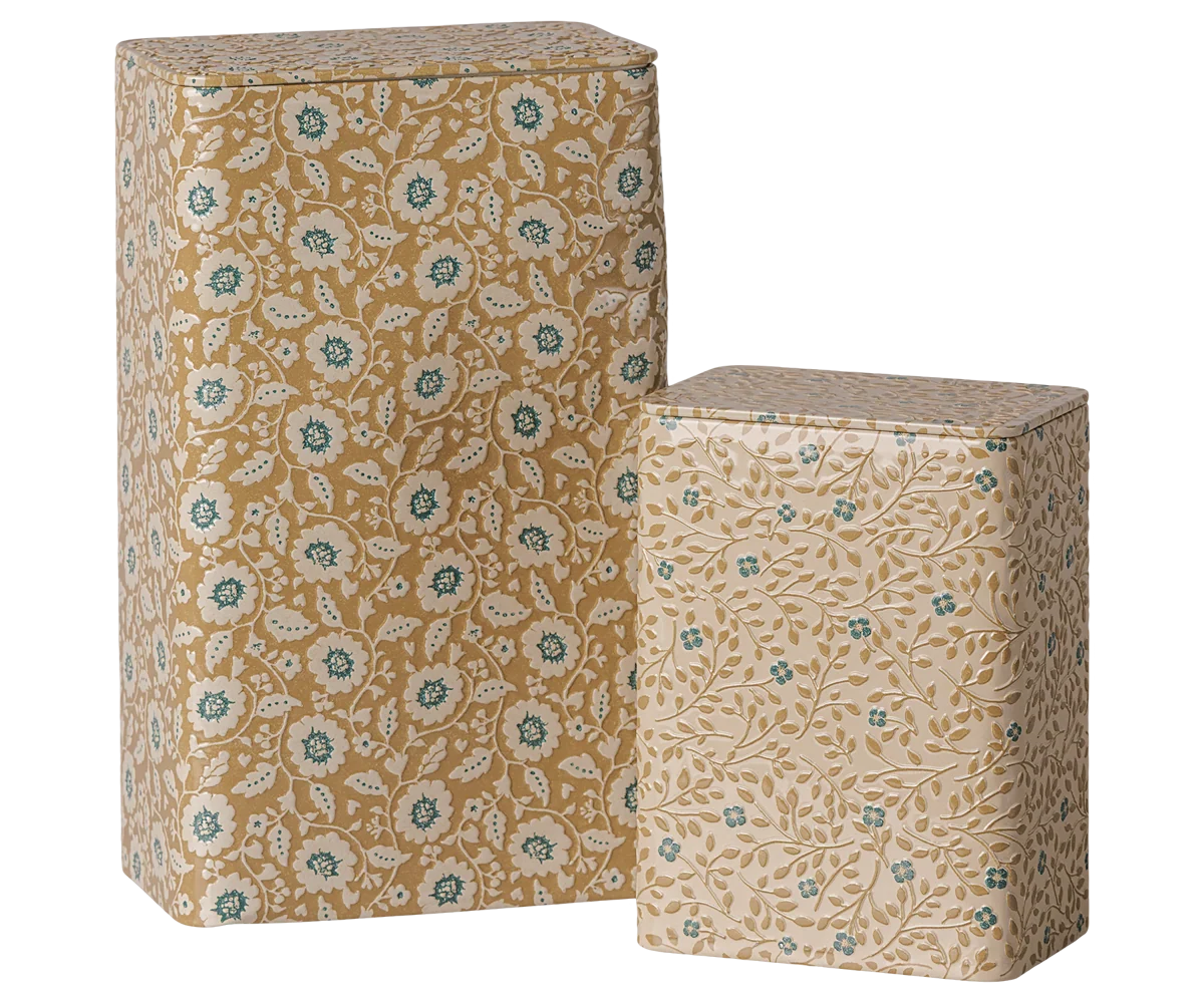 Maileg / Metall-Boxset – Blumen – Ocker/Blau – 2 Stück