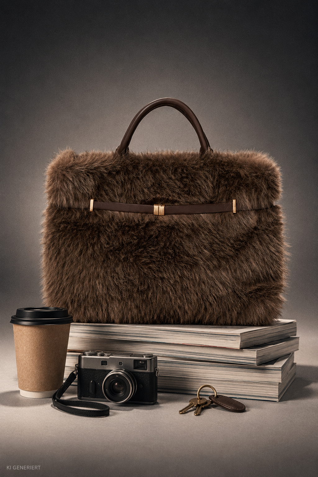 Gina Tricot / Belted faux fur bag / Brown