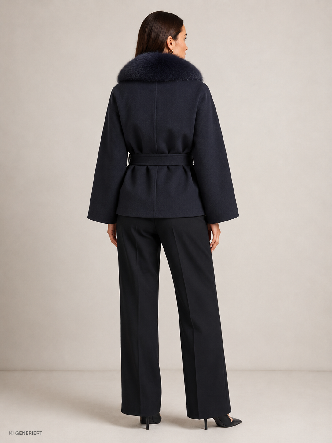 Gina Tricot / Faux fur collar cape jacket / Sky captain